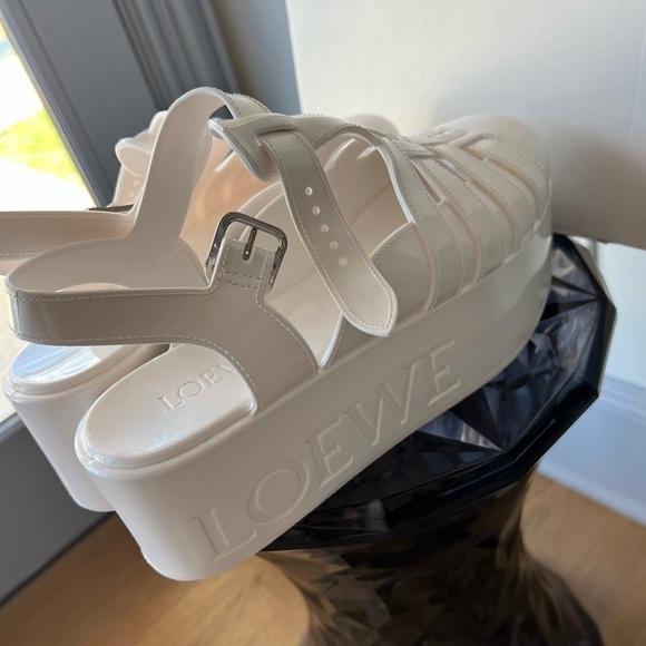 LOEWE Rubber Wedge Platform Fisherman Sandals: optic white - Picture 13 of 13